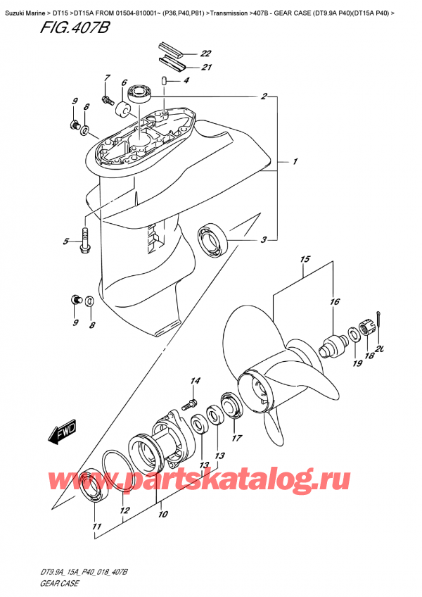 ,   , Suzuki DT15A S FROM 01504-810001~ (P40), Gear Case  (Dt9.9A  P40)(Dt15A  P40)