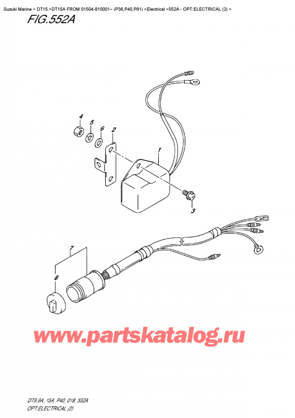   ,   , Suzuki DT15A S FROM 01504-810001~ (P40), :  (2) - Opt:electrical  (2)