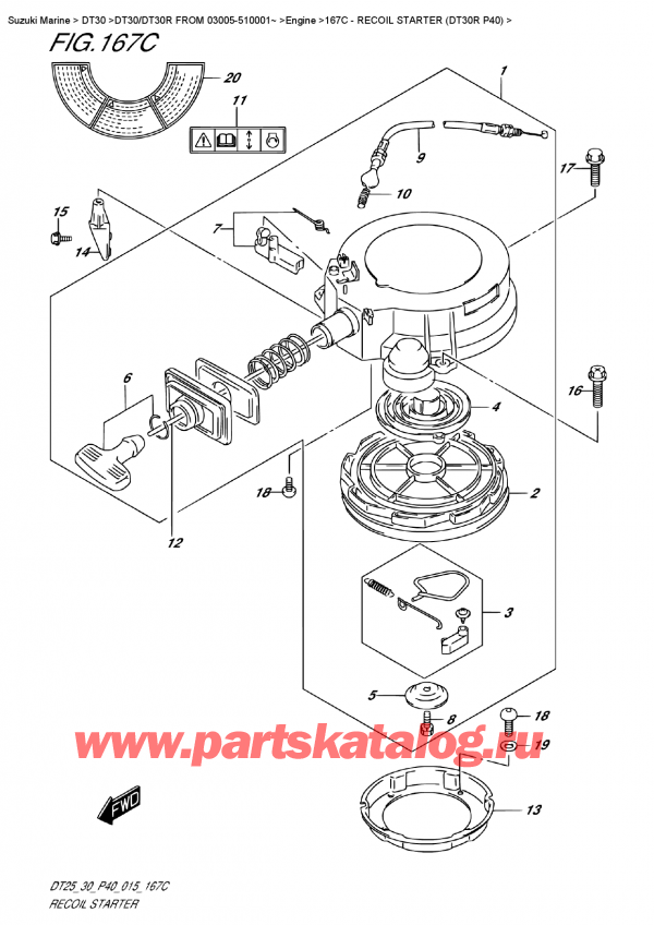  ,   , Suzuki DT30R S/L FROM 03005-510001~  2015 , Recoil  Starter (Dt30R P40)
