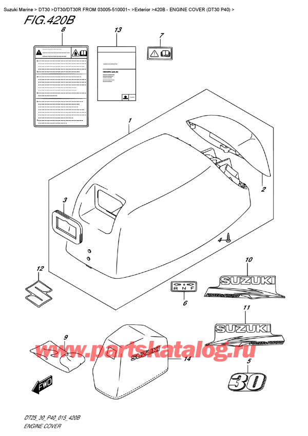  ,   , Suzuki DT30E S/L FROM 03005-510001~,   () (Dt30 P40) / Engine  Cover (Dt30  P40)