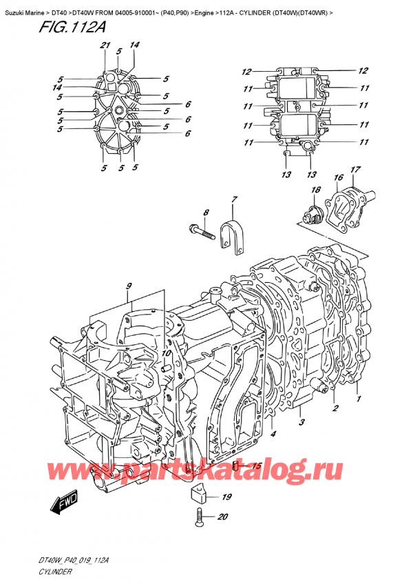  ,   , Suzuki DT40W S-L FROM 04005-910001~ (P40), Cylinder (Dt40W)(Dt40Wr)