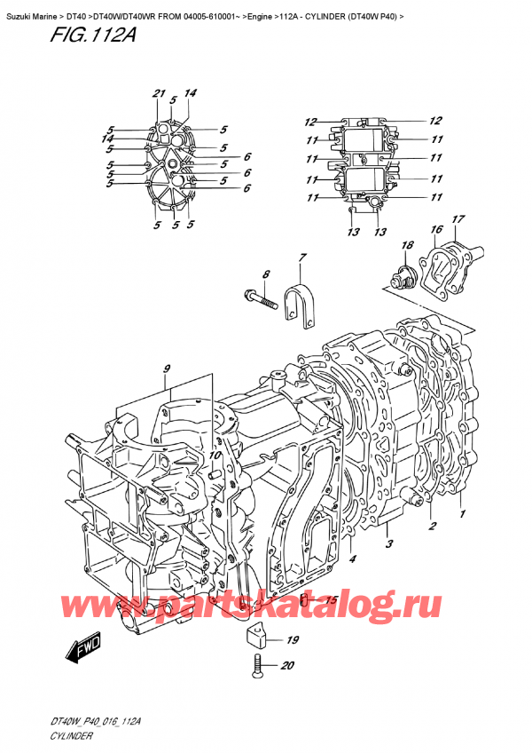   ,   , SUZUKI DT40W S/L FROM 04005-610001~ , Cylinder (Dt40W  P40) -  (Dt40W P40)