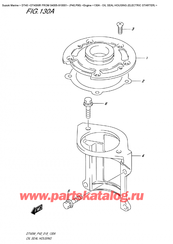   ,   ,  DT40W RS-RL FROM 04005-910001~ (P40),   () / Oil  Seal Housing  (Electric  Starter)