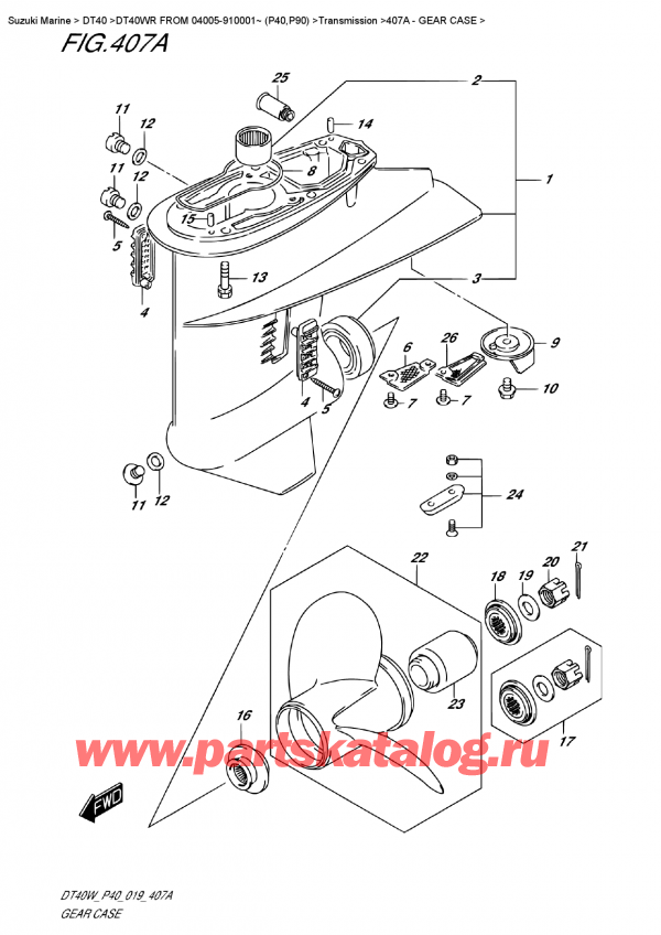 ,   , Suzuki DT40W RS-RL FROM 04005-910001~ (P40)  2019 ,    - Gear Case