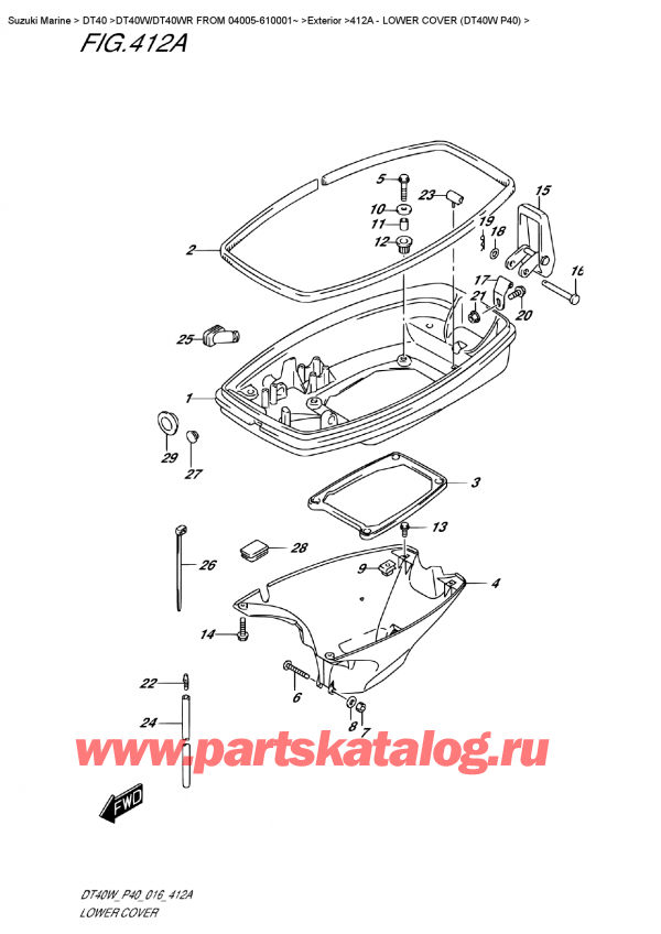   ,  , Suzuki DT40W S/L FROM 04005-610001~ , Lower  Cover (Dt40W P40)