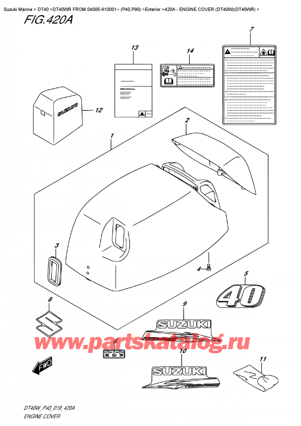  ,   , Suzuki DT40W RS-RL FROM 04005-910001~ (P40)  2019 , Engine Cover  (Dt40W)(Dt40Wr) -   () (Dt40W) (Dt40Wr)