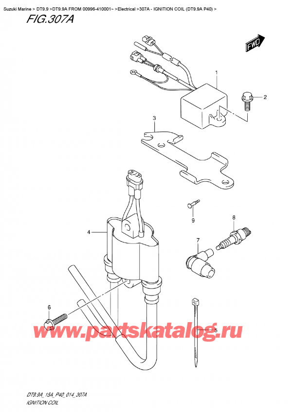  ,   , SUZUKI DT9.9A  FROM 00996-410001~   2014 ,   (Dt9.9A P40) - Ignition  Coil  (Dt9.9A P40)