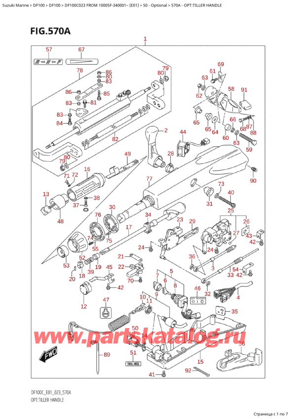 ,   , Suzuki Suzuki DF100C TL / TX FROM 10005F-340001~  (E01 023), Opt:tiller Handle