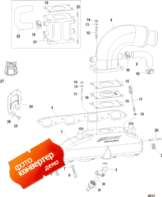 Exhaust Manifold (w/o Water Rail), Elbow, And Riser (  (w / o Water Rail), Elbow,  Riser)