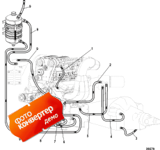 Oil Hoses And Fittings (port Side View) (Oil s  Fittings (  View))