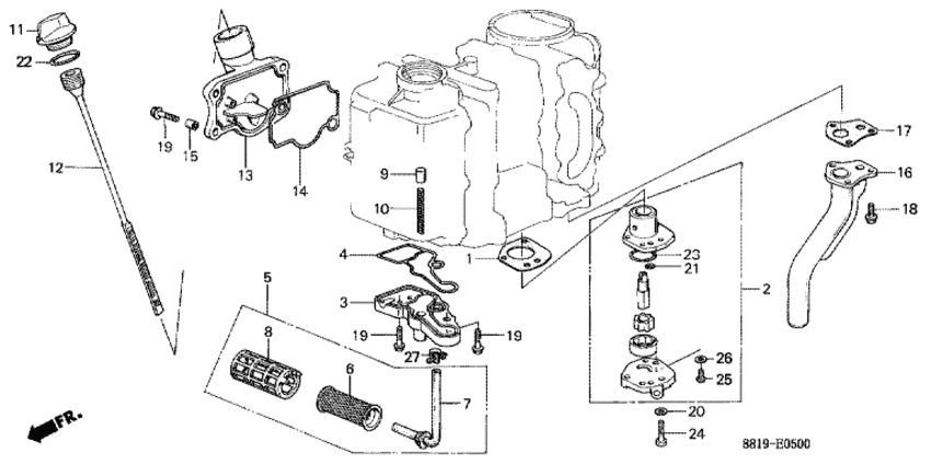 ��������� ��������  ��������� BF100C - Oil Pump / Oil Filter / Exhaust Pipe