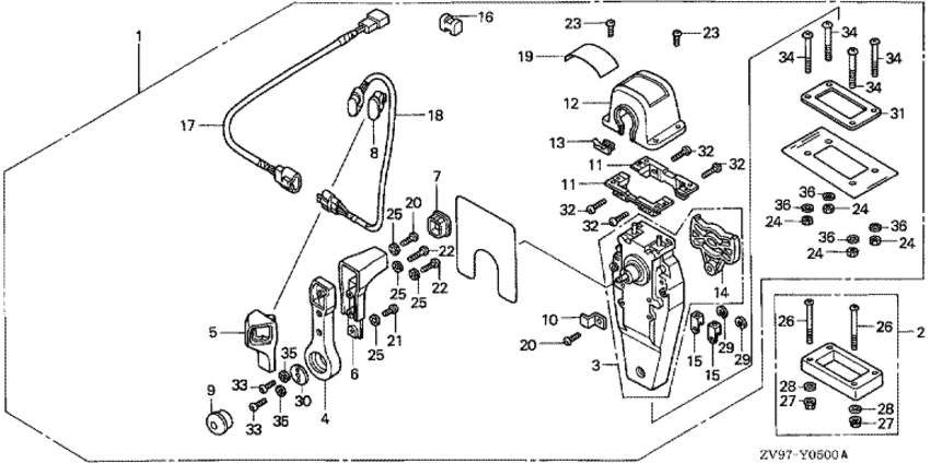 ��������� ������ ������� ����� BF25A2 - ������������� ���������� (���������, ������, ������ ������) / Remote Control (top Mount Single Type) (right)