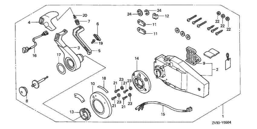 ��������� HONDA BF25AX - Remote Control (top Mountnt Type) (right)