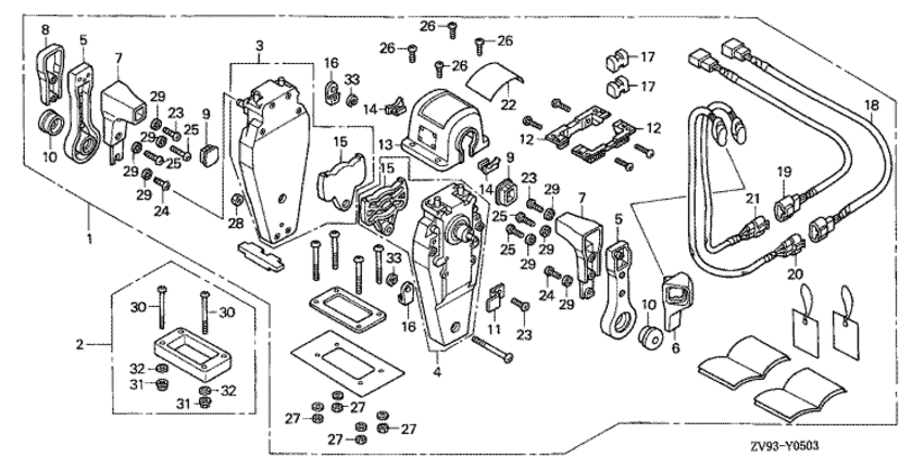 ��������� fourstroke �������� ��������� BF30A - ������������� ���������� (��������, ������ ������) (�����) - Remote Control (top Mount Dual Type) (left)