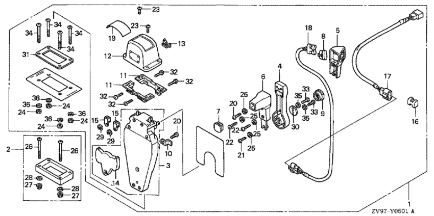     Honda BF30A2 - Remote Control (top Mount Single Type) (left) /   (, ,  )