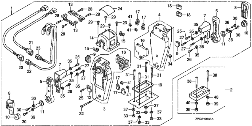 ��������� ������������� �������� ��������� Honda BF40A4 - ������������� ���������� (�������, ������, ������ ������)