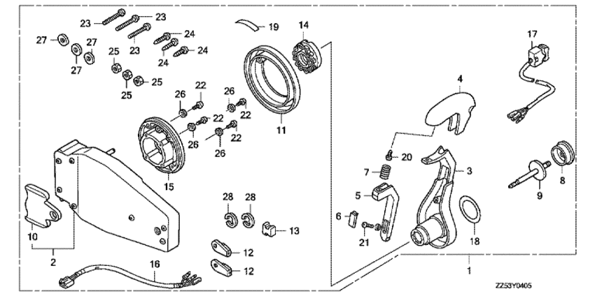 ��������� ��������  ��������� Honda BF40D - Remote Control (flush Mount Type) (left) / ������������� ���������� (�����, ������ ���������)