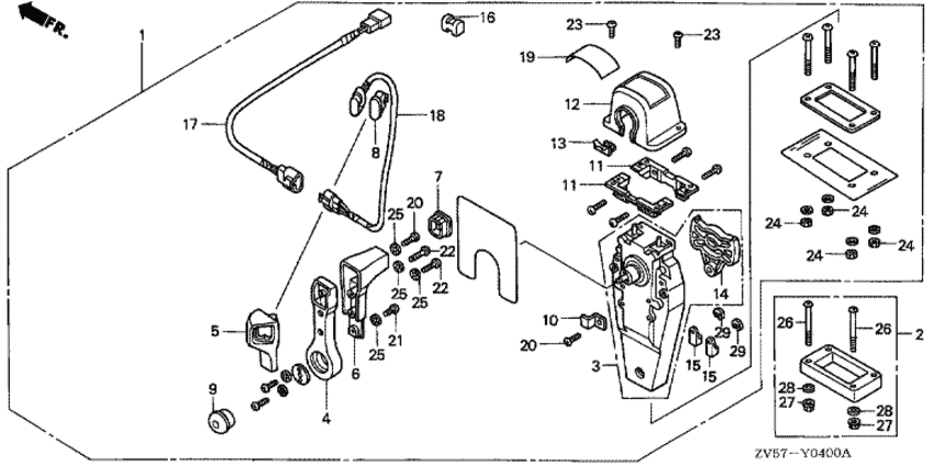 ��������� ����� BF40A2 - ������������� ���������� (���������, ������, ������ ������) / Remote Control (top Mount Single Type) (right)