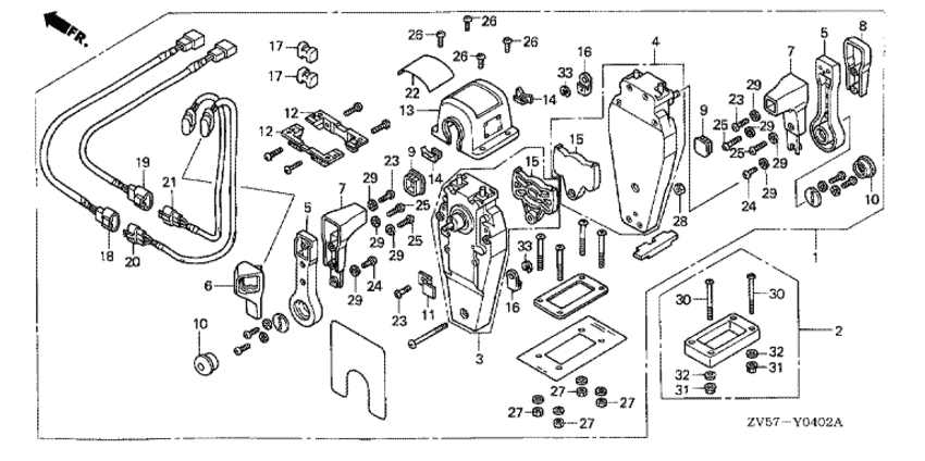 �������� fourstroke ����� HONDA BF40A2 - ������������� ���������� (�������, ������, ������ ������) - Remote Control (top Mount Dual Type) (right)