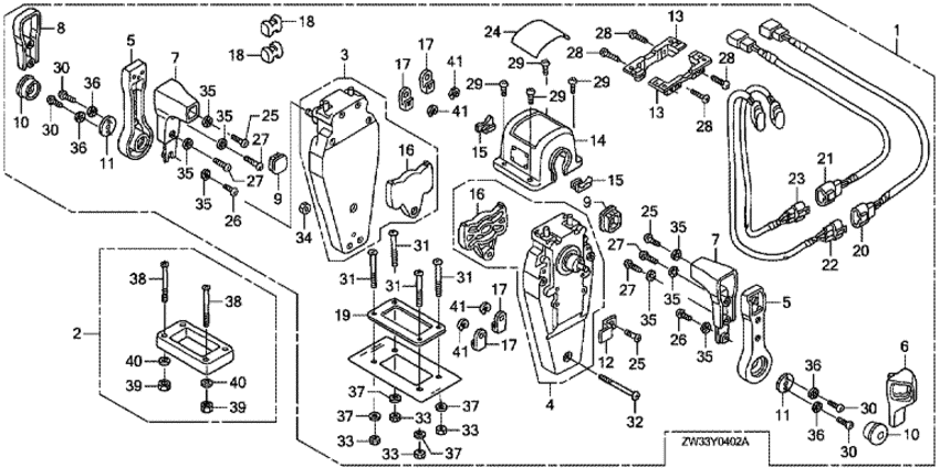 ��������� fourstroke �������� ����� ����� BF50A4 - Remote Control (top Mount Dual Type) (left)