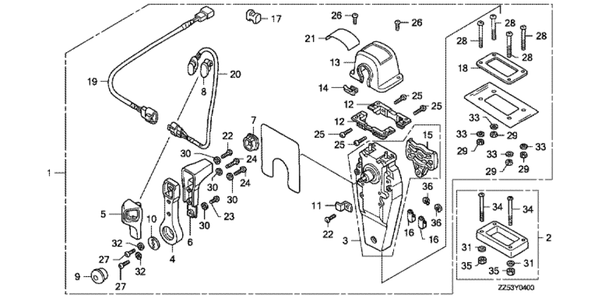 ��������� 4x-������� ����� BF50D - ������������� ���������� (���������, ������, ������ ������) / Remote Control (top Mount Single Type) (right)