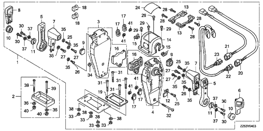 ��������� fourstroke �������� ��������� BF50D - ������������� ���������� (��������, ������ ������) (�����) / Remote Control (top Mount Dual Type) (left)