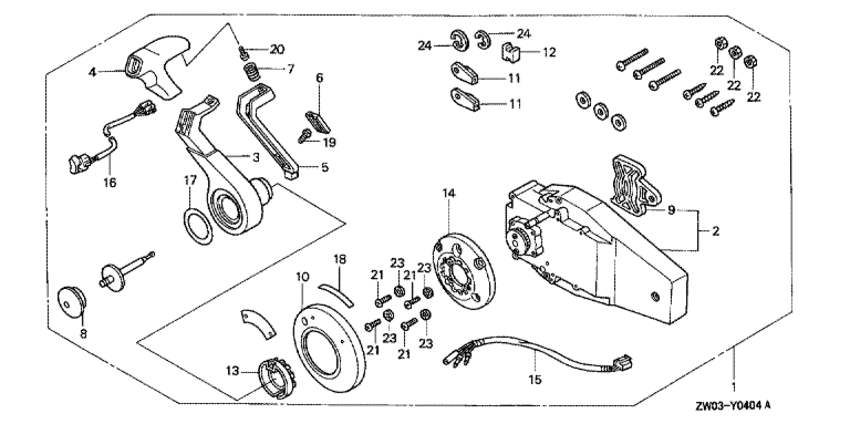���������  �������� ��������� Honda BF75A1 - ������������� ���������� (������, ������ ���������) - Remote Control (flush Mount Type) (right)