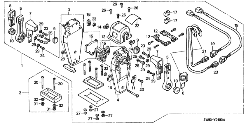  4x-  Honda BF75AX - Remote Control (top Mount Dual Type) (left) /   (,  ) ()