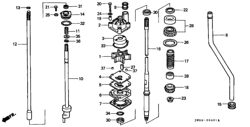 �������� ������ ������� ����� BF75AX - Water Pump / Vertical Shaft (bf75av,x,1 / Bf90av,x,1) / ������� ����� / ������������ ��� (bf75av,x,1 / bf90av,x,1)
