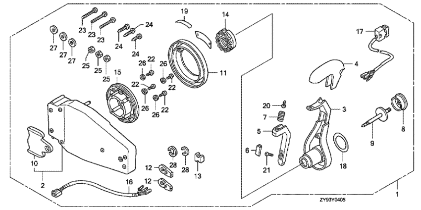 ��������� 4-������� ����� HONDA BF75DK0 - Remote Control (flush Mount Type) (left) / ������������� ���������� (�����, ������ ���������)