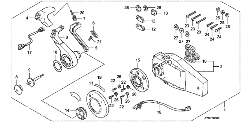 ��������� �������� fourstroke ��������� BF90DK0 - ������������� ���������� (������, ������ ���������) / Remote Control (flush Mount Type) (right)