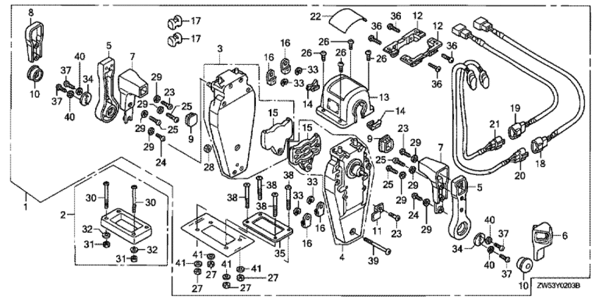 ��������� fourstroke �������� ��������� BF115A2 - Remote Control (top Mount Dual Type) (left) - ������������� ���������� (��������, ������ ������) (�����)