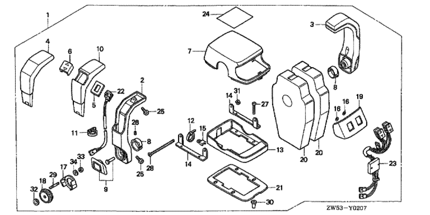 ��������  ����� HONDA BF115A2 - ������������� ���������� (��������, ������ ������) / Remote Control (top Mount Dual Type)