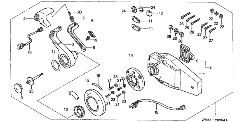 ��������� HONDA BF130A3 - Remote Control (flush Mount Type) (right)