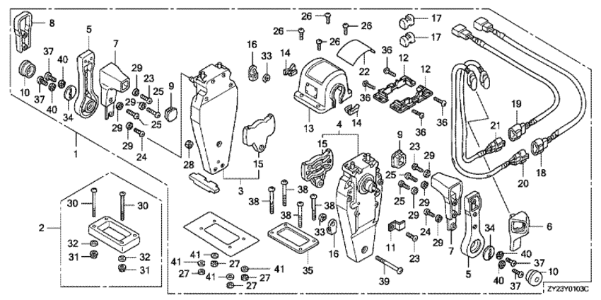 ���������  ��������� Honda BF175A6 - Remote Control (top Mount Dual Type) (left) / ������������� ���������� (��������, ������ ������) (�����)