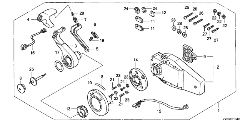 ��������� fourstroke ����� BF200A6 - Remote Control (flush Mount Type) (right) - ������������� ���������� (������, ������ ���������)