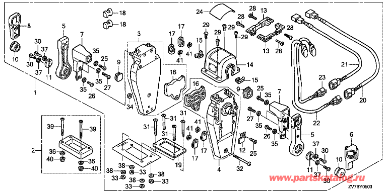 ��������� ������ ������� �������� ����� HONDA BF30DK2 - Fop-5-3 Double Type Remote Control Top Mount (Left) / Fop-5-3 �� (������ ������������� ��������� ���) (���.)