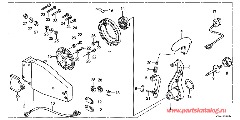 ��������� Honda BF40DK2 - Fop-4-5 Flush Type Remote Control Top Mount (Left)