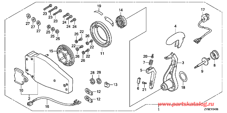 �������� fourstroke ����� HONDA BF90DK5 - Fop-4-5 Flush Type Remote Control Top Mount (Left)