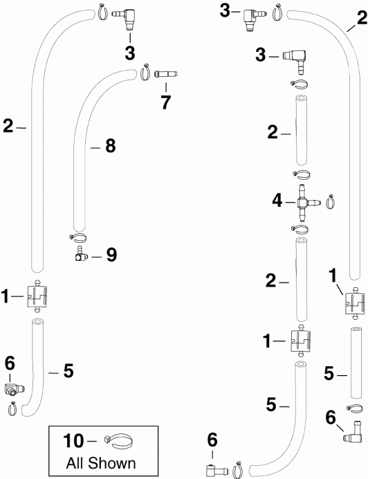  Evinrude E115DPLSCR  - l Recirculation Hoses - l Recirculation s