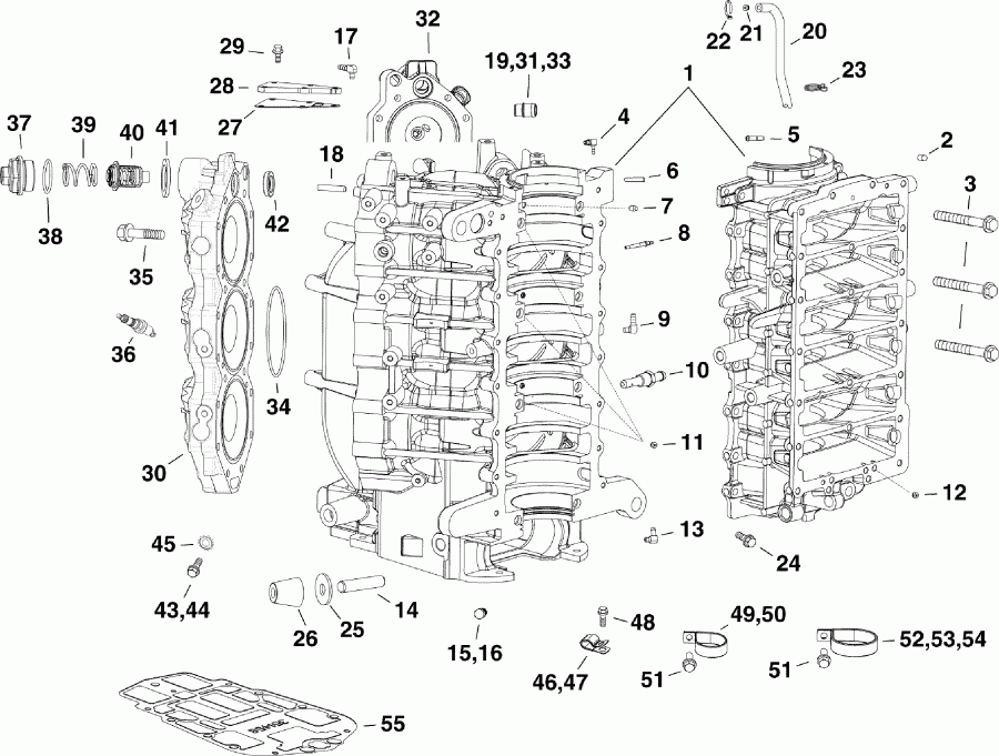 ��������� Evinrude E175DPLSCR  - linder & Crankcase