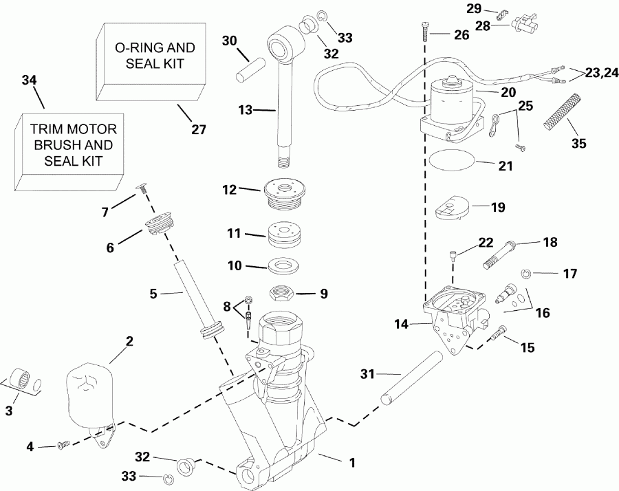    Evinrude E175DPXSCR  - wer Trim / tilt Hydraulic Assembly - wer Trim/tilt Hydraulic Assembly