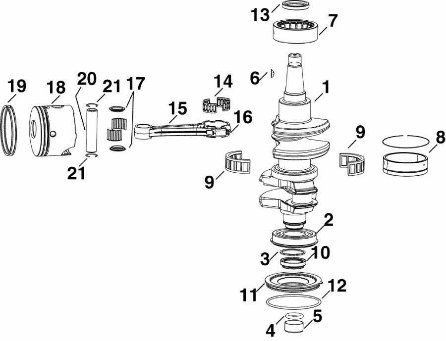    Evinrude E65WDRYSCS  - ankshaft & Pistons / ank & 