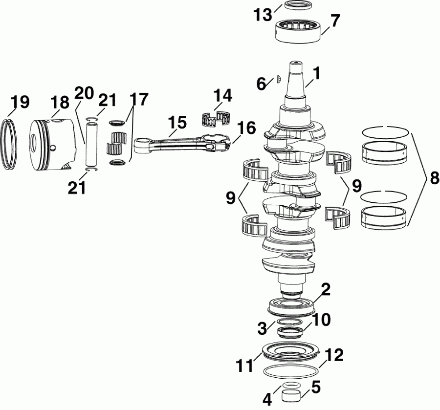  EVINRUDE E90DPLSCB  - ank &  - ankshaft & Pistons