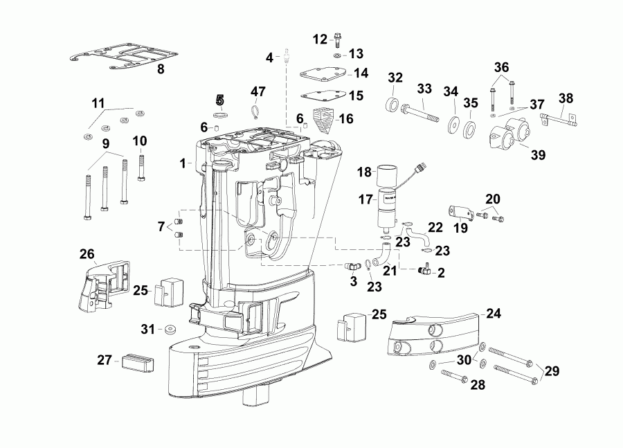  EVINRUDE E40DGTLAGA  - exhaust Housing -  