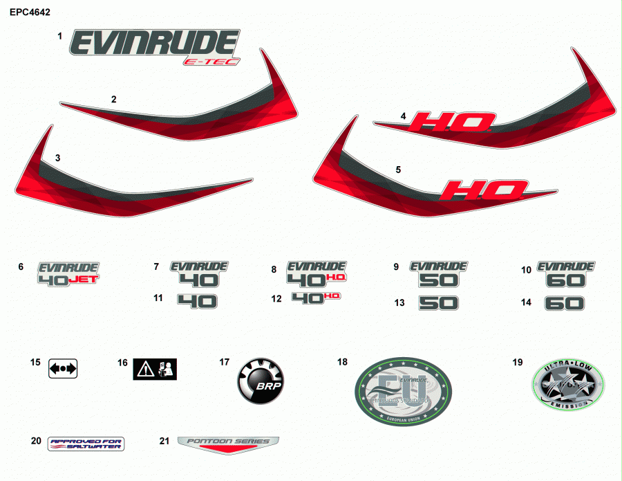 �������� ����� EVINRUDE E40DPGLAGC  - decals