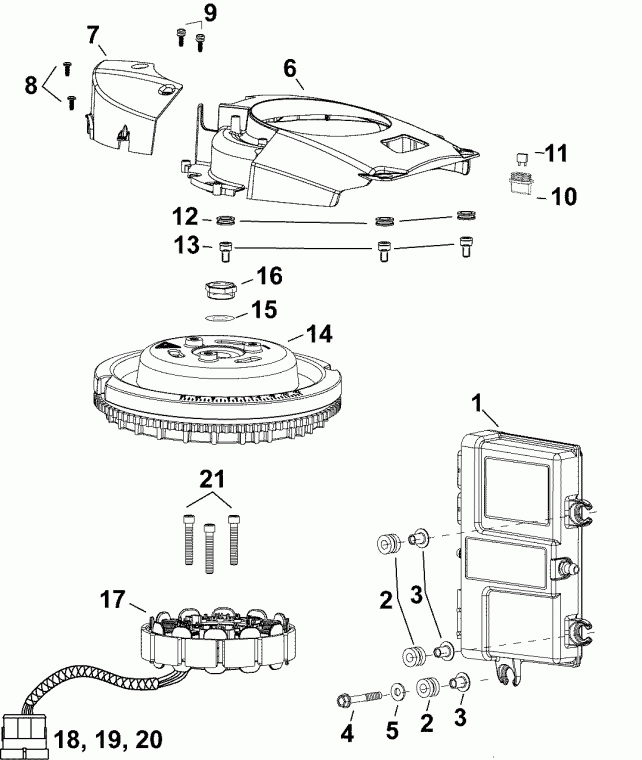  Evinrude E40DPGLAGC  - emm, ,  - emm, Stator, Flywheel