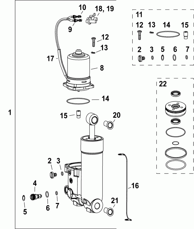    Evinrude E40DPJLAGB  - trim & Tilt Hydraulic Assembly - trim & Tilt Hydraulic Assembly