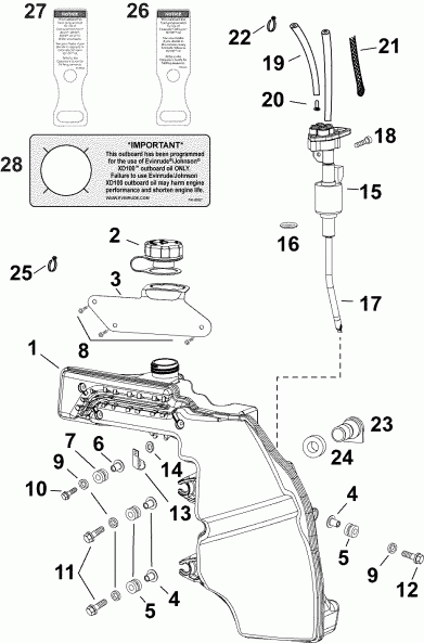  Evinrude E40DRGLAGB  - oil Tank & Pump