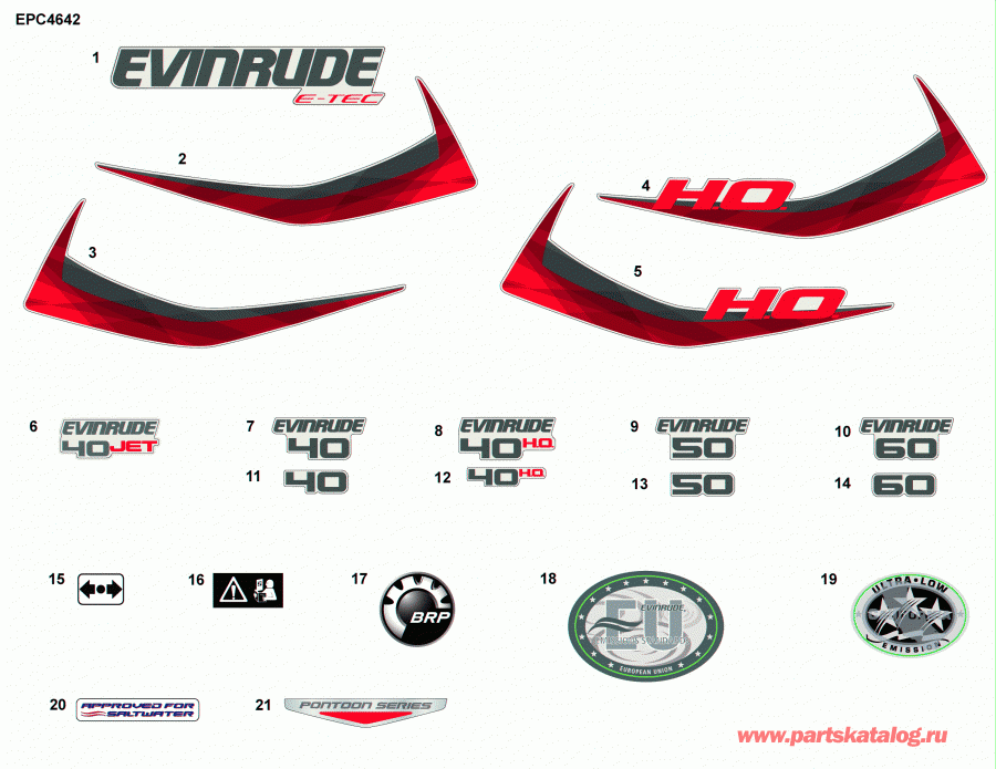  Evinrude E40DRLAGA  - decals - ��������